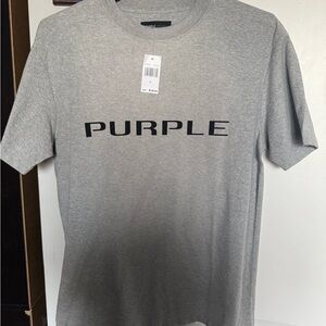 Purple Brand Gray T-Shirt with Black Print